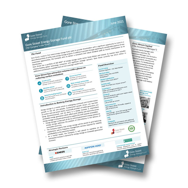 Factsheet | Gore Street Energy Storage Fund plc